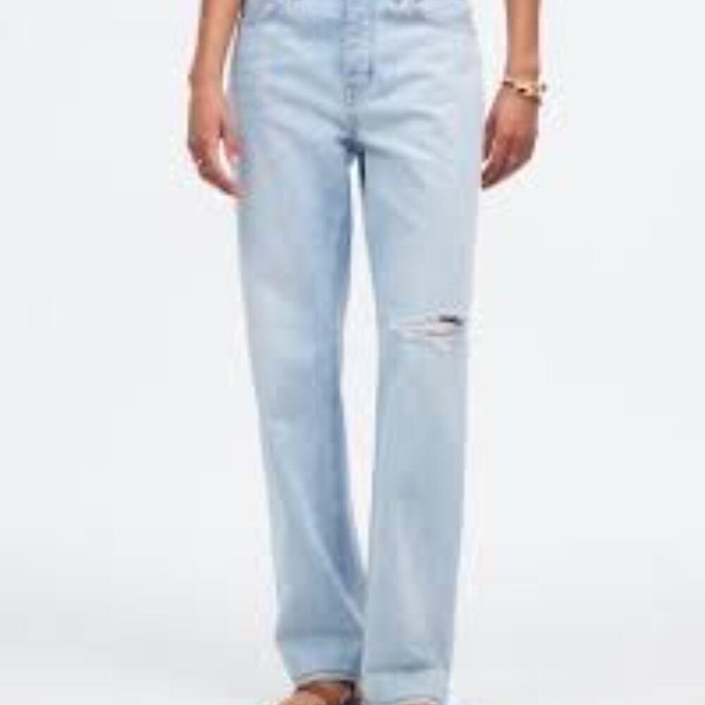 Madewell Low Slung Straight Jeans in Fitzgerald Wash Ripp